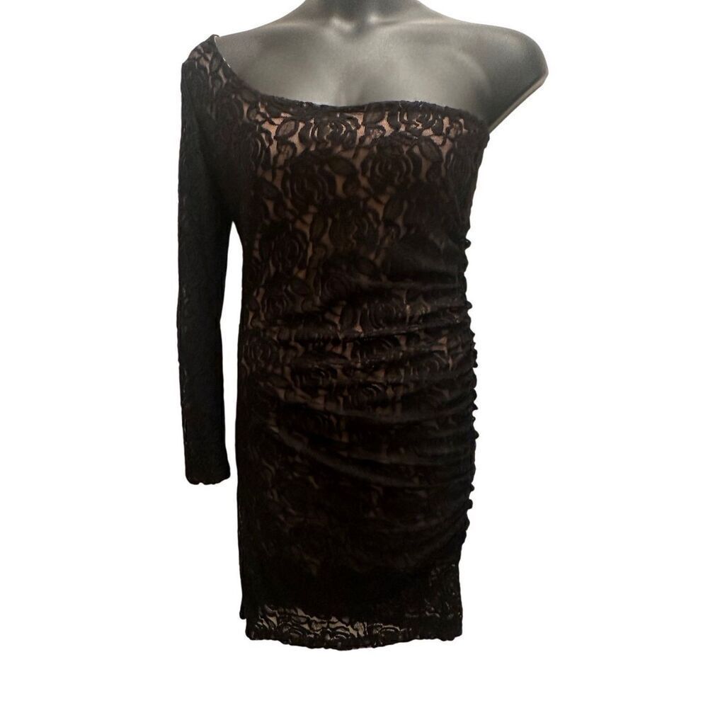 Lovers + Friends Women's Black One-Shoulder Lace Lovesick Dress Size Large